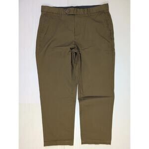 Rowm Pants Mens Size 36X32 Brown Chino Straight Leg Commuter Casual Flat Front